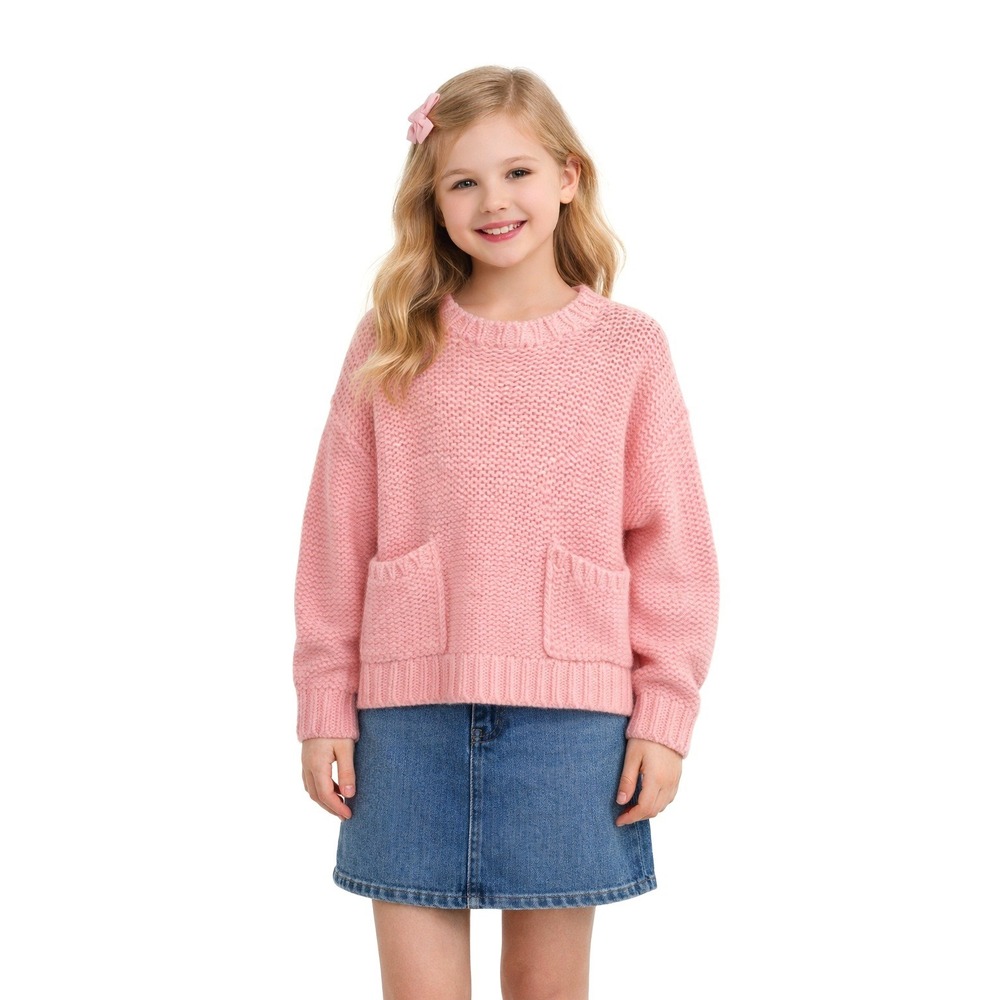 Esprit Kids Girls Pink Knit Sweater Wool Blend Pockets Size L‎
